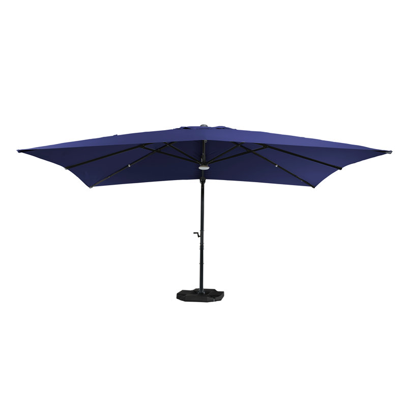 Myleigh-Brooke 156'' x 120'' Rectangular Lighted Cantilever Umbrella, Navy Blue