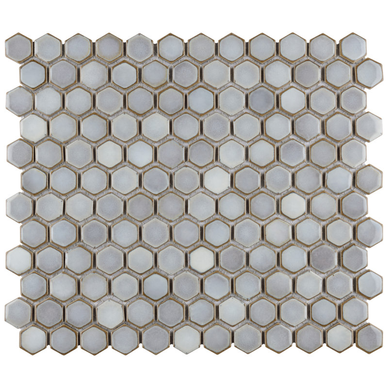 Hudson 1" x 1" Porcelain Honeycomb Mosaic Wall & Floor Tile, Gray Eye