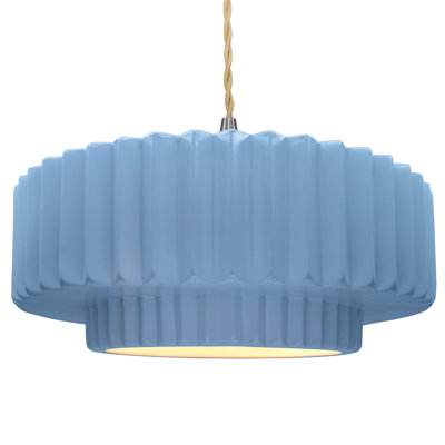 Gela 1-Light Ceramic and Metal Drum Pendant