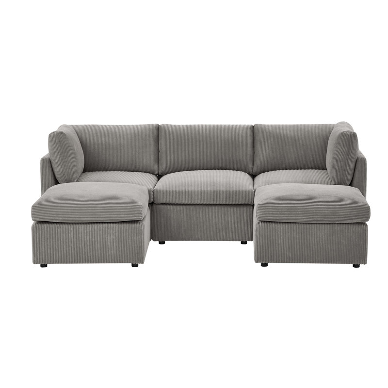 Foxbridge Sectional, Light Gray Corduroy