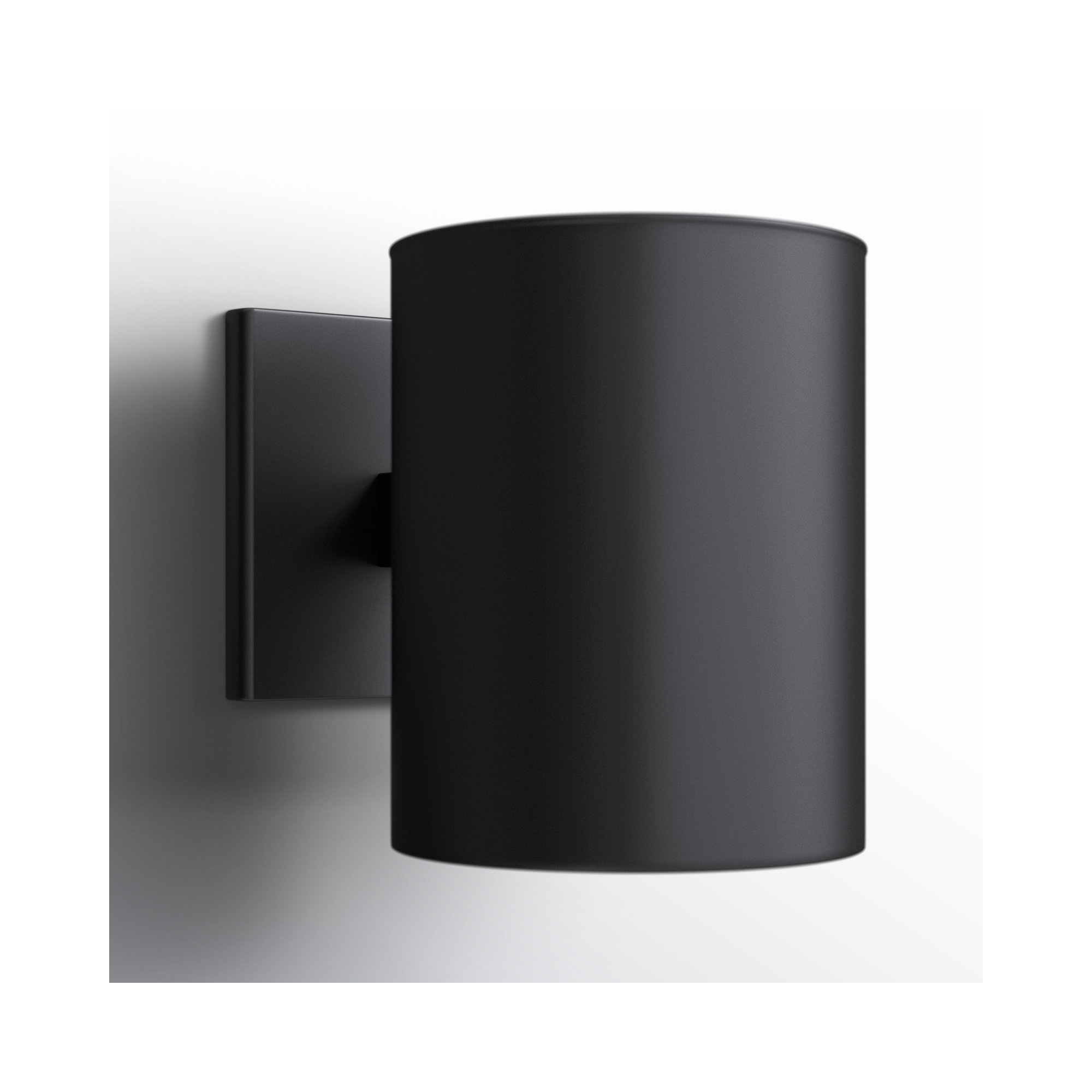 Covey Cylinder Outdoor Aluminum LED Wall Light, 7.25" H x 5" W x 6.25" D, Black