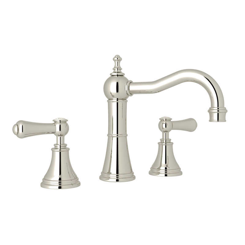 Georgian Era Widespread Lavatory Faucet with Column Spout, Polished Nickel, Lever