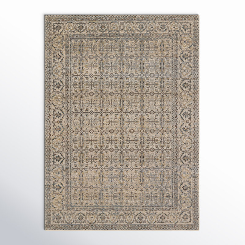 Devoris Oriental Machine Woven Polyester/Polypropylene Area Rug in Gray/Brown, Rectangle 4' x 5'7"