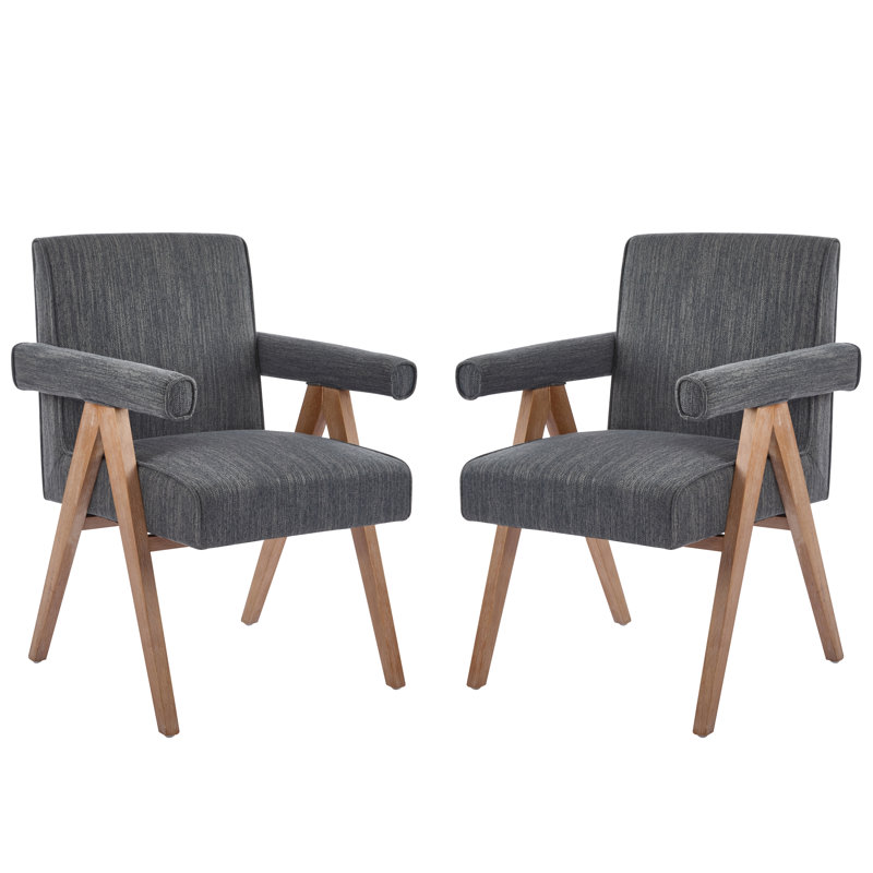 Fauteuil d'appoint rembourré en tissu Ryland, Gris anthracite