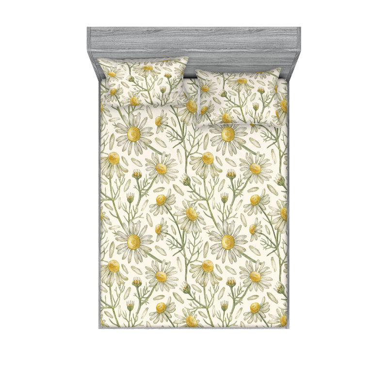 Drap-housse et taies décoratives 3 pièces Ambesonne, Vert réséda, coquille d'œuf / floral