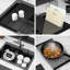 Évier de cuisine noir canon de fusil de 76 cm (30 pouces) avec robinet à jet aéré, revêtement nano et guide d'installation. Acier inoxydable T304 de calibre 16. Douches à effet pluie et cascade, distributeur de savon et grille de fond.