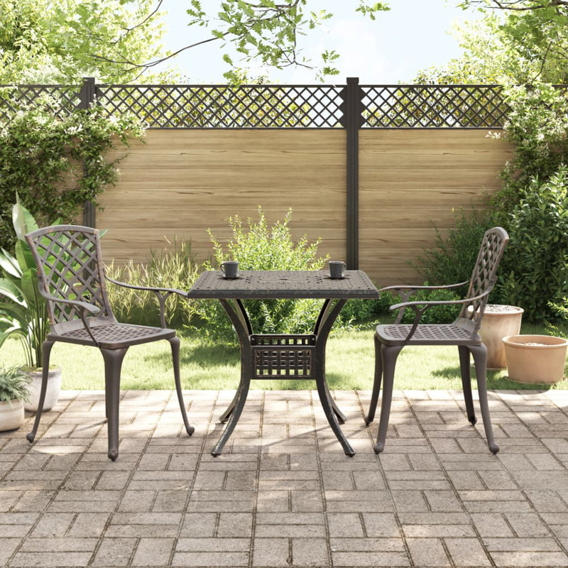 2 - Person Patio Dining Set with Square Table, Bronze