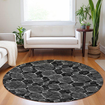 Premium Machine Washable Prisco Black Rug