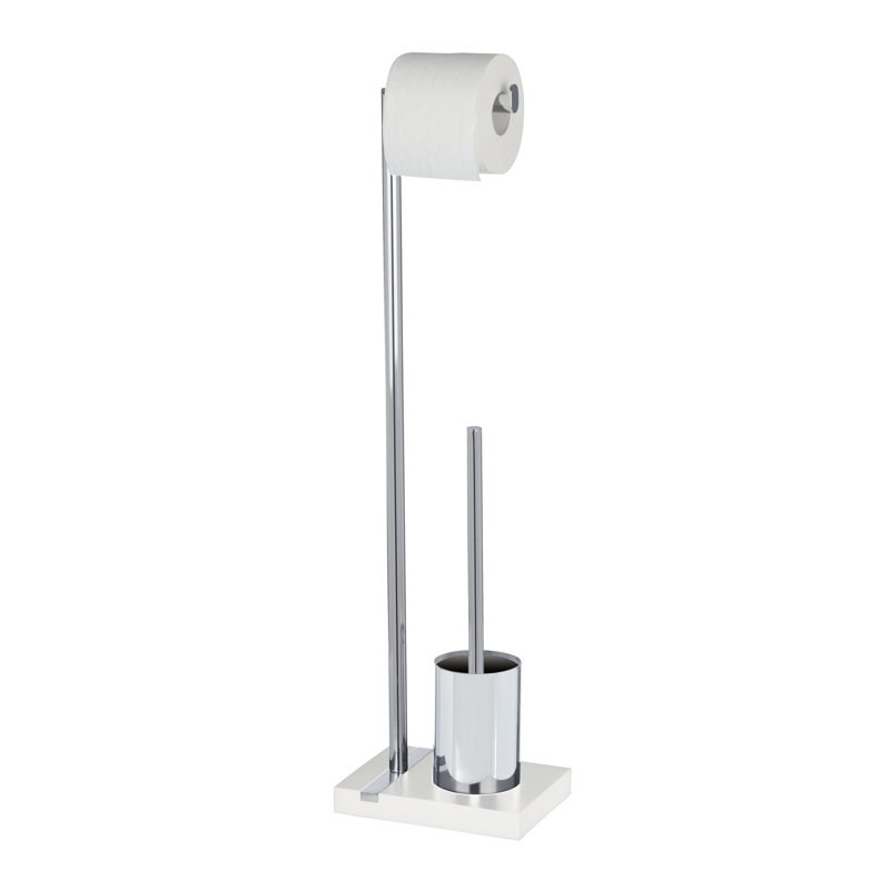 Noble Freestanding Toilet Roll and Brush Holder, White