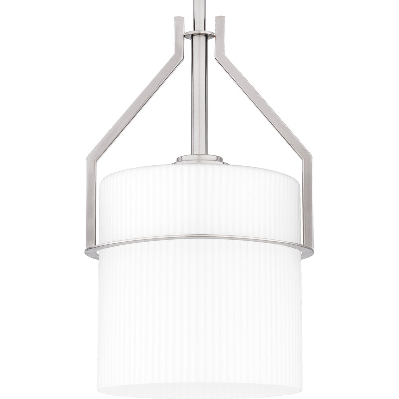 Luminaire suspendu cylindrique à 1 lumière Fosco, Nickel brossé