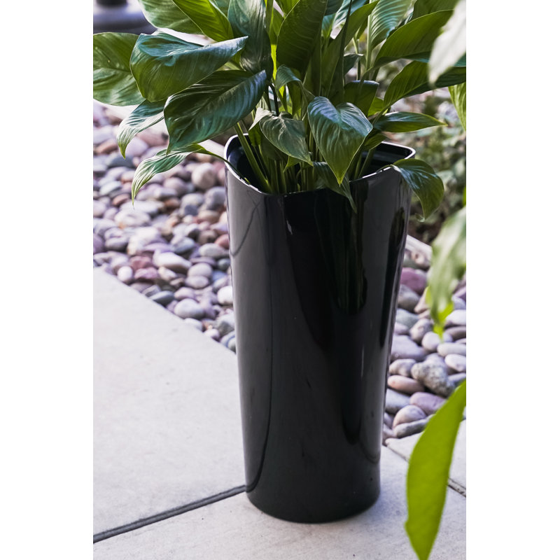 Pot à fleurs en plastique Leyanna, Noir