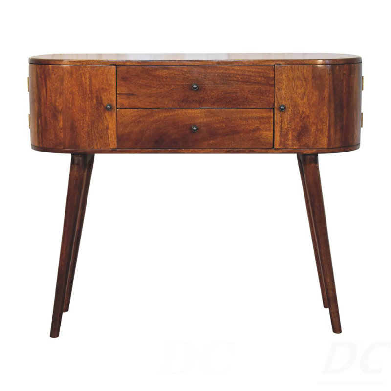 Solid Wood Grove Console Table, 2-Drawers, 2-Storage, Chestnut, Brown, Table