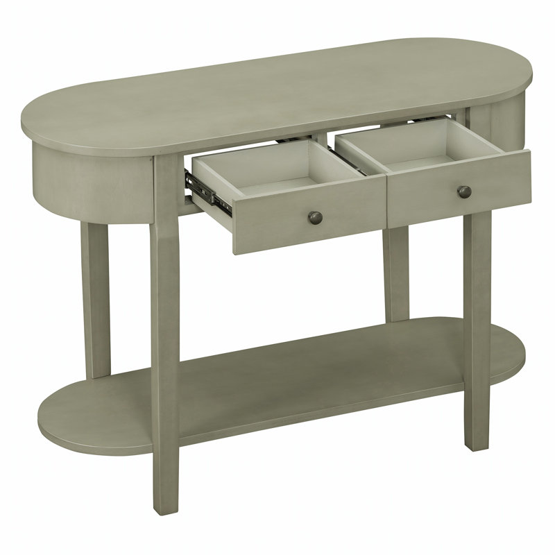 Elegant Retro Console Table with Curved Design and Smooth Glaze for Entryways, Living Rooms and hallways, Gray