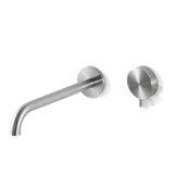 Acquaco Linki Round Wall Mount Two-Hole Single Handle Bathroom Lavatory Faucet with 8-3/4'' Spout Reach