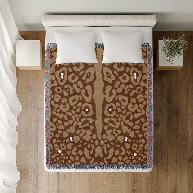 Jeté en coton Cheetah, 50 x 70, Brun rouille Beige
