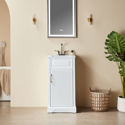 Meuble-lavabo simple autoportant de 18 po avec plateau entièrement assemblé