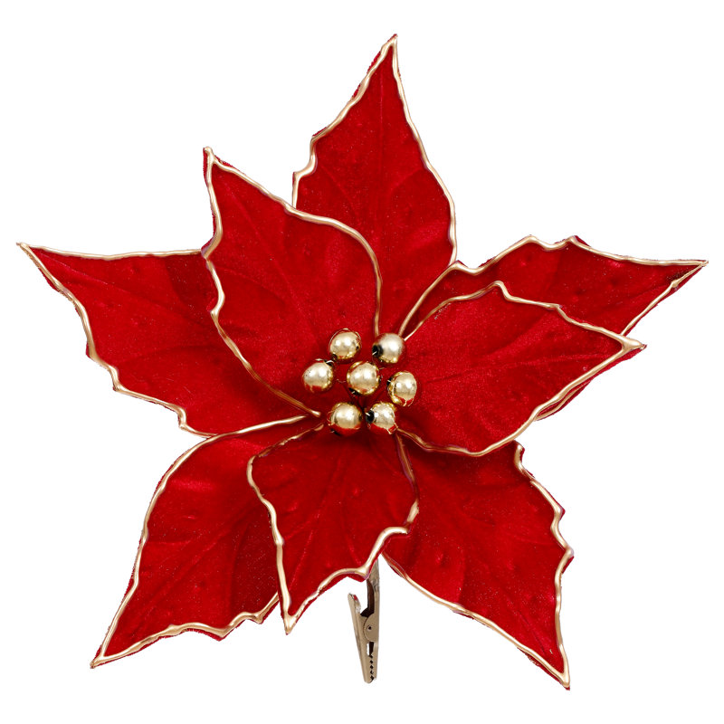 Glitter Poinsettia, 9.5 Inches, Red
