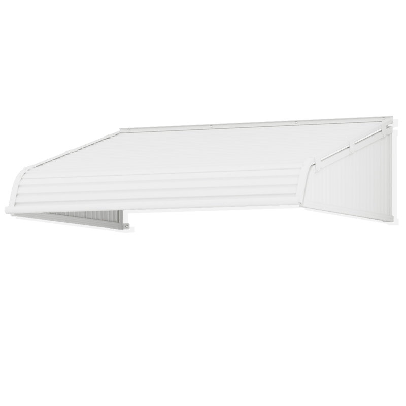 Kozyard Window Awning 42''W x 40''D with 2 Side Wings, Aluminum Frame with Impact-Resistant PVC Panels, Shade Angle Set During Installation, Rain, Snow & UV Protection Door Canopy