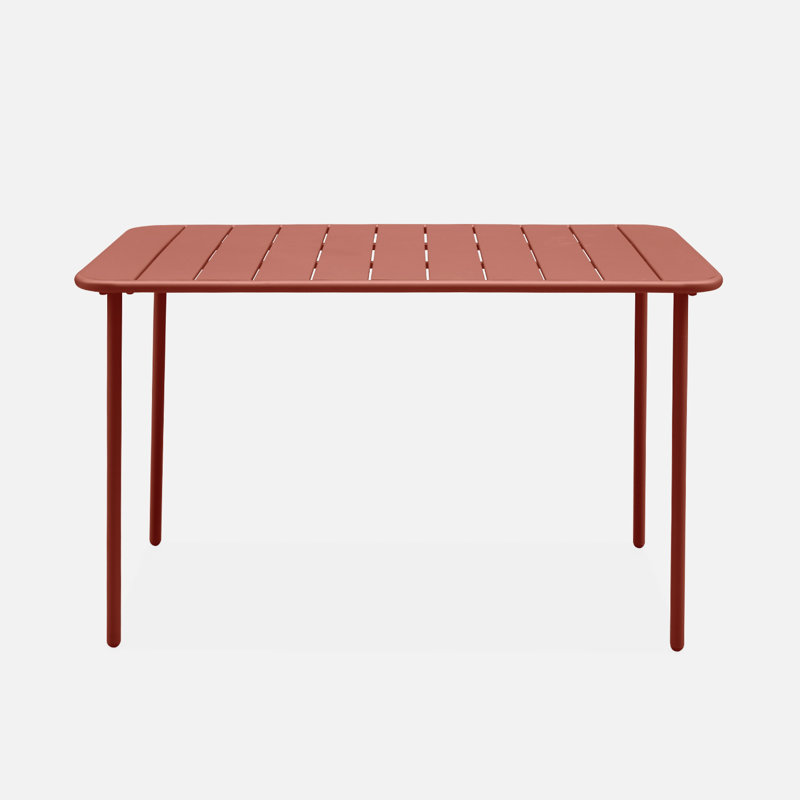 Polonius Rectangular Metal Outdoor Dining Table , 120cm cm W 70cm cm D, Red