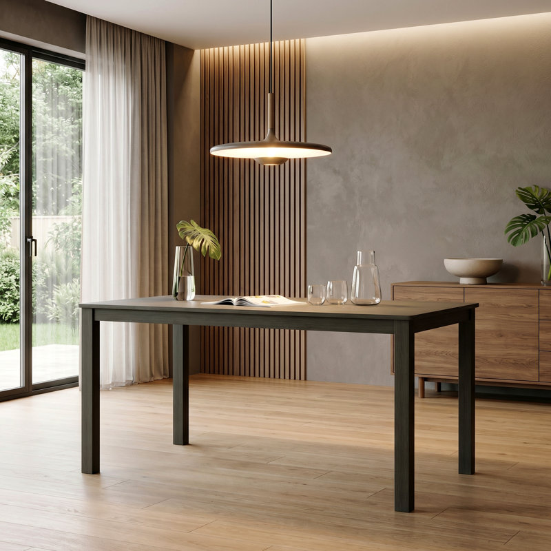 Modern Rectangular Dining Table with Textured Surface - Classic Four-Leg Design for Contemporary Spaces, Gray