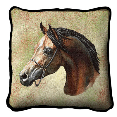 Arabian Horse Cotton Throw Pillow