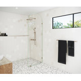 Venus 30 in. x 86.75 in. Fully Frameless Arched Single Fixed Shower Panel