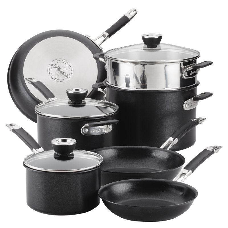 Anolon 10pc Smart Stack Hard Anodized Cookware Set