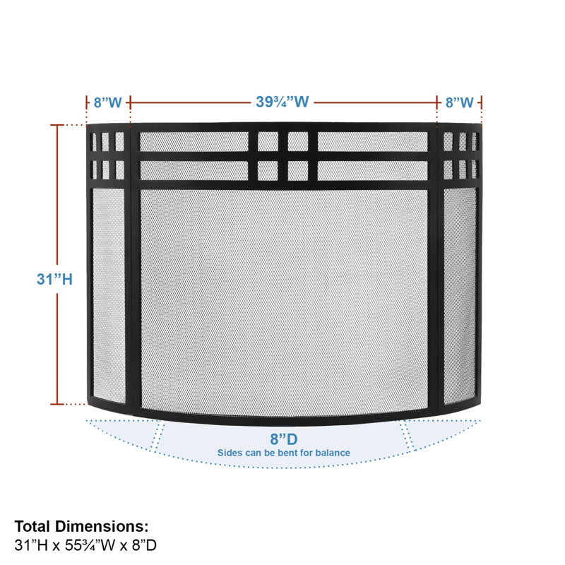 Alasha Iron Fireplace Screen, Black