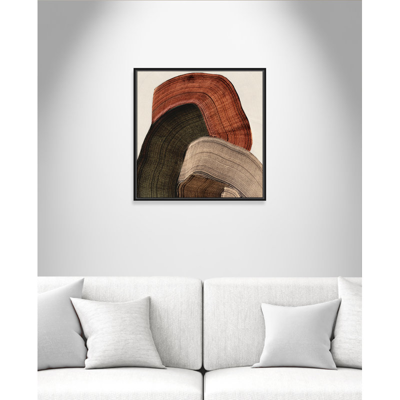 «Folded Earth I» par Casa Fine Arts, L 25,5 po x H 25,5 po, Toile avec cadre, Black Floater