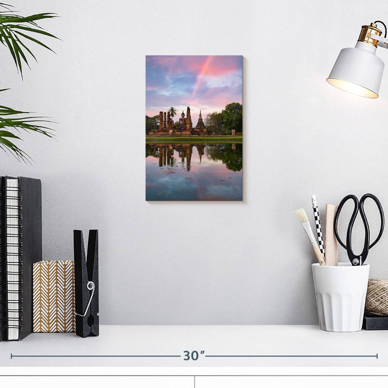 Adella Wat Mahathat Pond Reflection, 12" H x 8" W