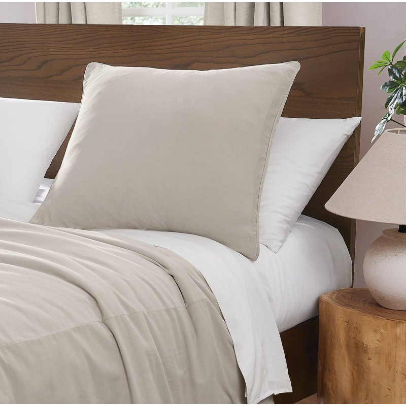 Brooklyn Loom Matte Cotton Velvet European Sham, Grey