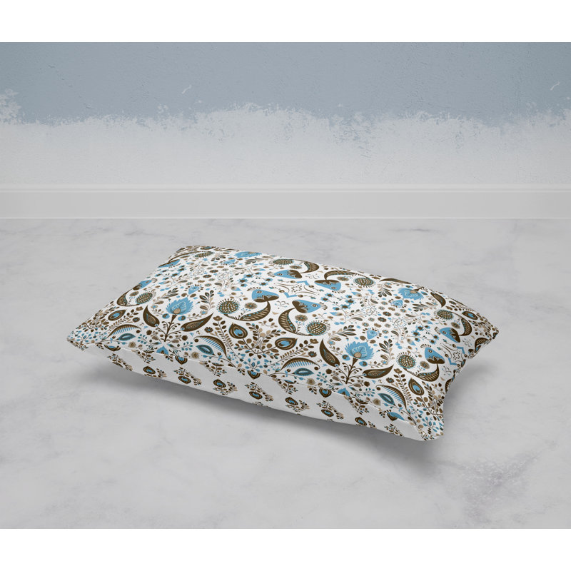 Flowering Meadows  Rectangular Throw Pillow, Blue/Brown
