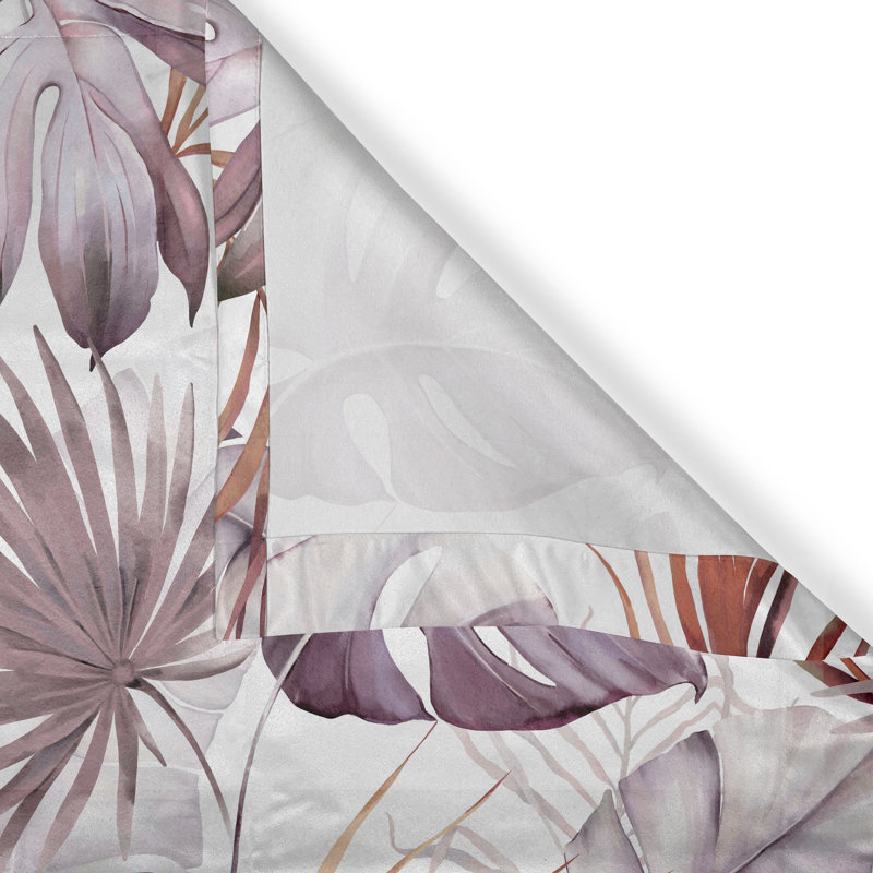 Dakota Fields Tropical Boho Grommet Curtain Modern Exotic Leaves Mauve Taupe Ruby White, 50" W x 54" L
