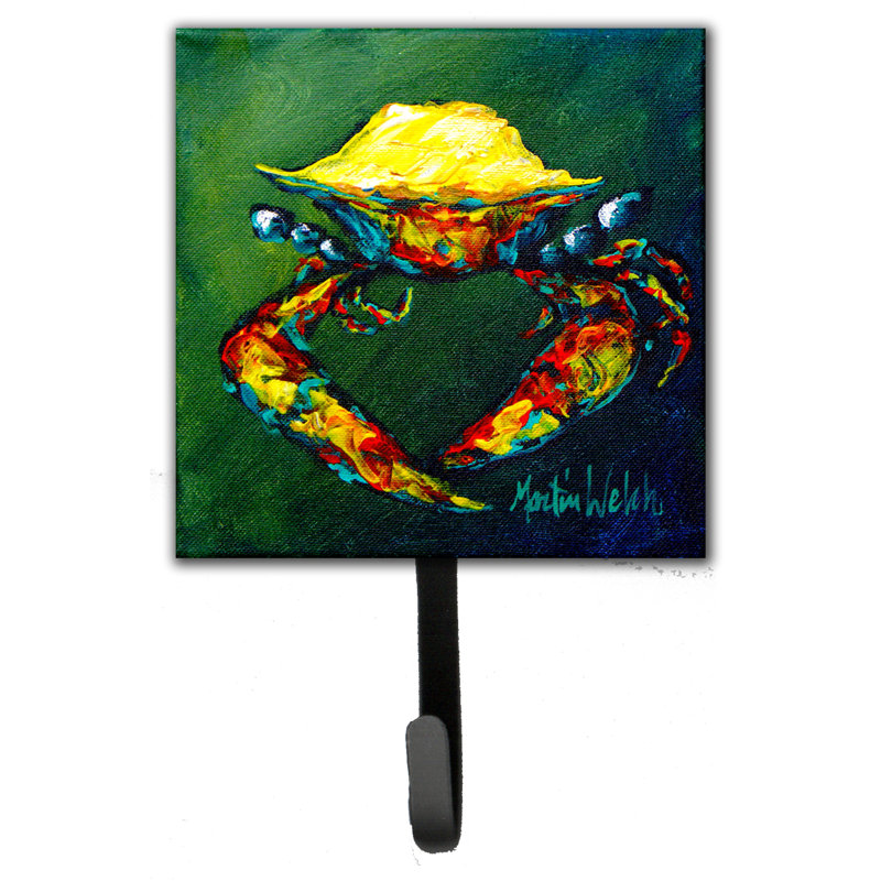 Support pour petite laisse et crochet mural crabe