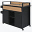 52.8"W Wicker Outdoor Grill Cart With Extended Plastic Wood Table Top, Rolling Kitchen Island On Wheels With Storage Cabinet-2070943273