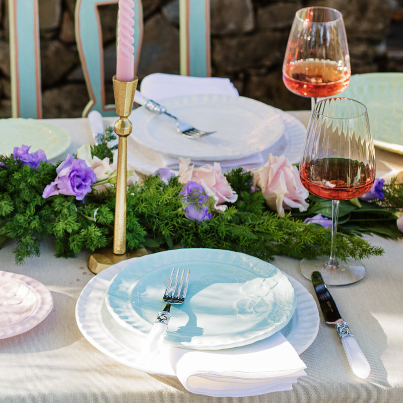 Pietra Fiori Salad Plate, Aqua