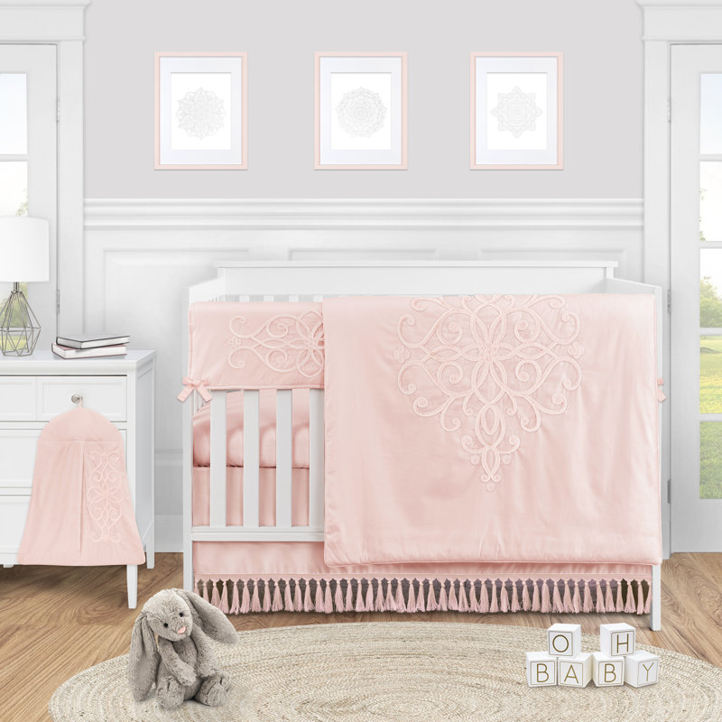 Volant 100% coton Boho Fringe, Rose
