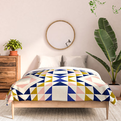 Édredon en coton standard bleu / jaune / rose Jenean Morrison