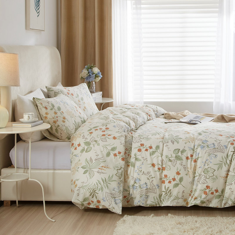 All-Season Boho Fluffy Floral Microfiber Comforter Set, Full Comforter + 2 Standard Pillowcases, Floral 16