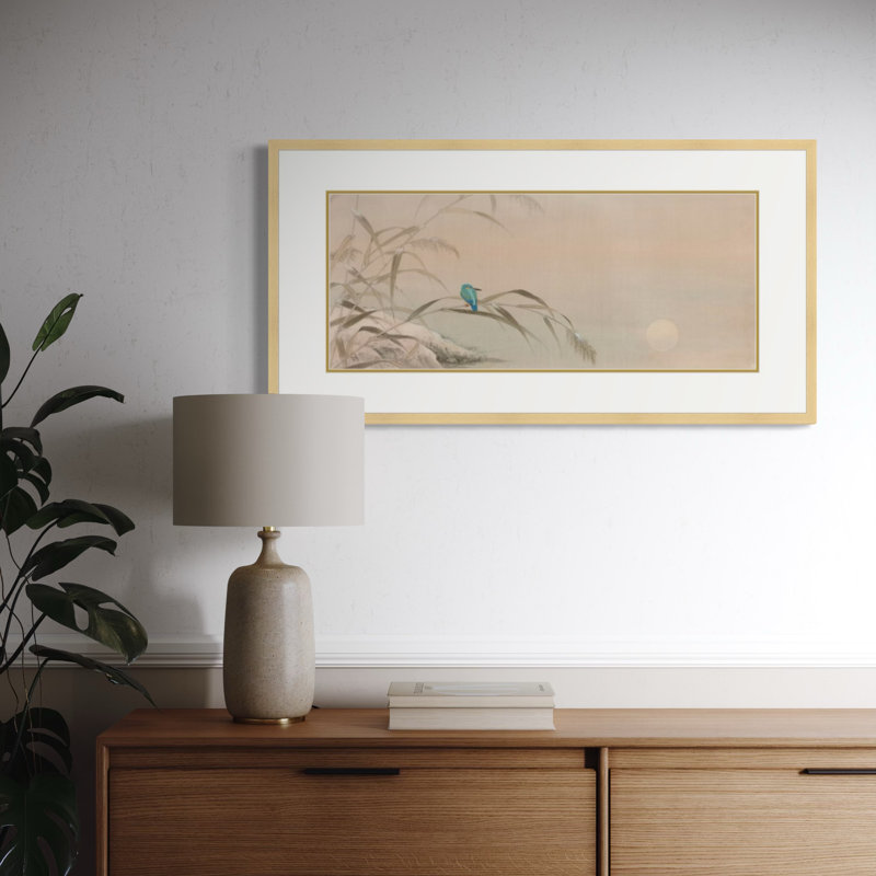 Kingfisher at Winter Dusk by Xiu Yitang - Single Picture Frame Print, 17.5" H x 33.5" W x 1.3" D, Natural