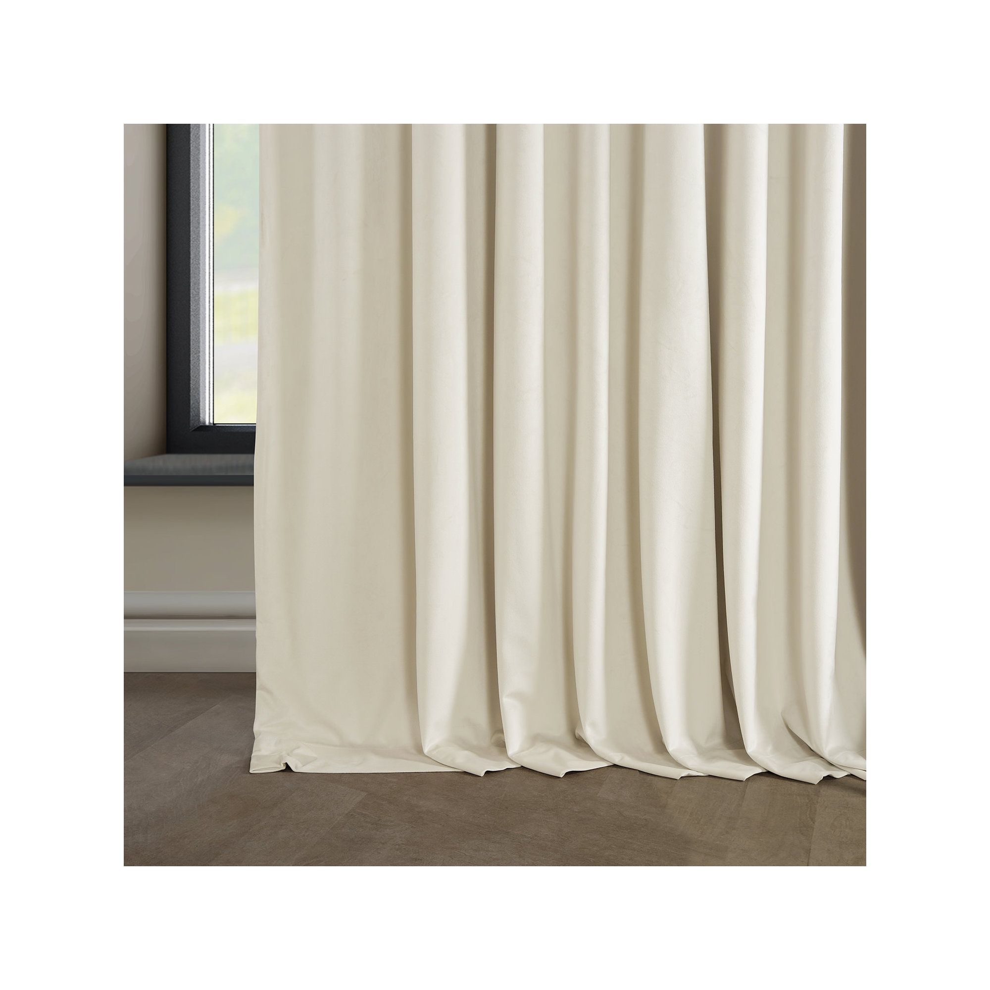 Loria Plush Velvet 100% Blackout Curtains For Bedroom, Living Room - Single Panel, 100" W x 96" L, Diva Cream