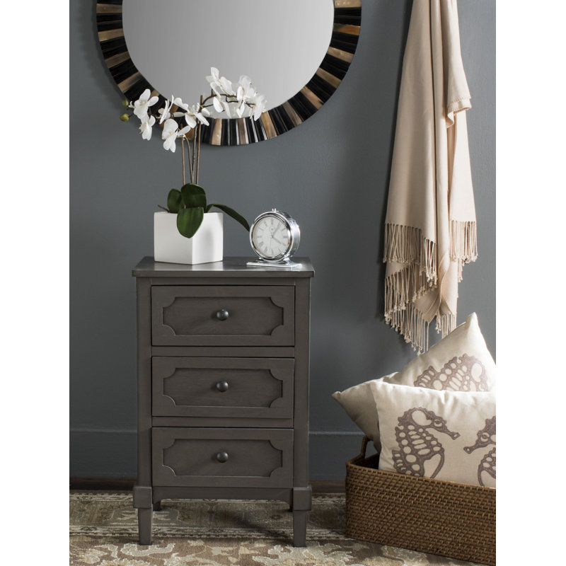 Mattalyn 17'' W Pine Wood Gray Nightstand - 3 Drawers Boutique Style Farmhouse Side Table for Home, Gray