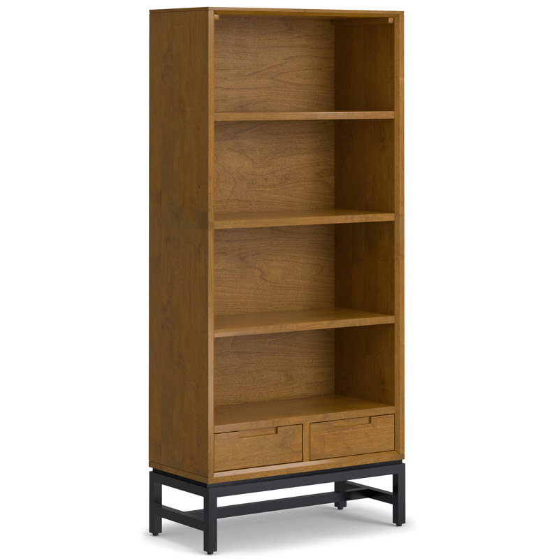 Bibliothèque industrielle en bois massif l 30 "à 2 tiroirs Banting, Brun