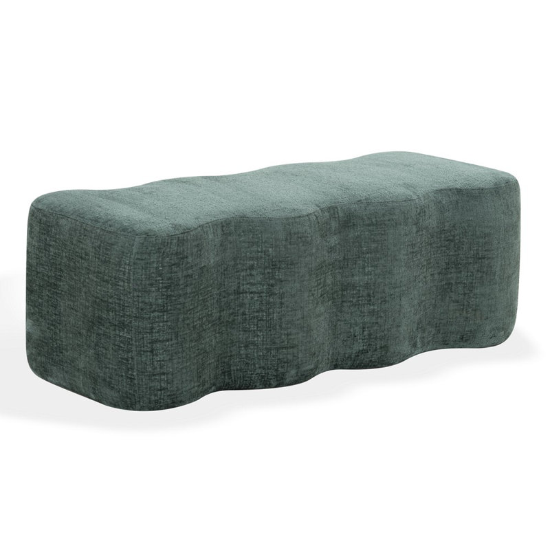 Jacqualessa Chenille Bench, Dark Green Chenille