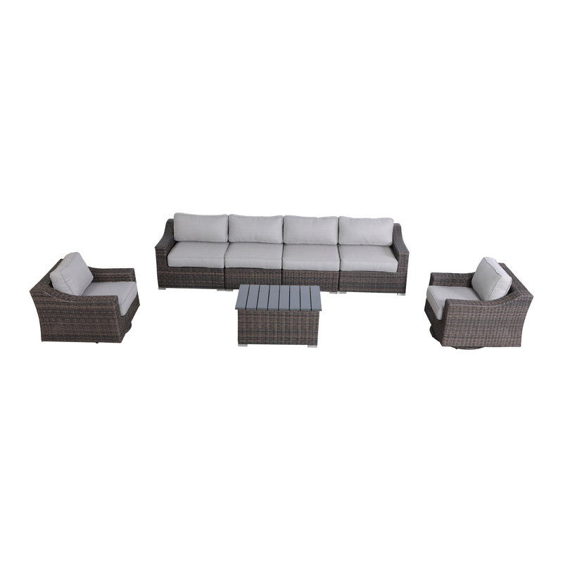 Menkar Wicker Fully Assembled 6 - Person Seating Group with Cushions