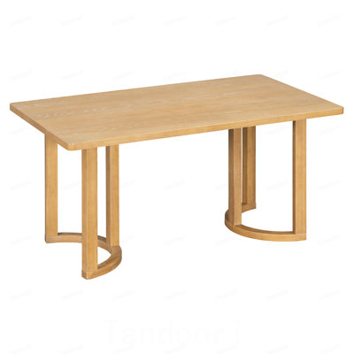 7 Piece Dining Table Set for 6, Rectangular Kitchen Table Set with 6 Upholstered Barrel-Back Chairs, Wood Grain Dining Room Table with Curved Chair Ba
