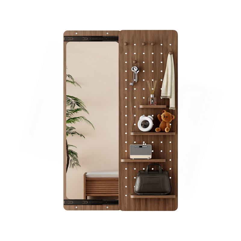 Wall Mounted Full Length Mirror, Full Body Mirror With Shelf, Full Body Mirror With Hook Wall Mounted Mirror With Multifunctional Design Panel, Bedroom/Living Room/Entrance  (47.6*15.7In)