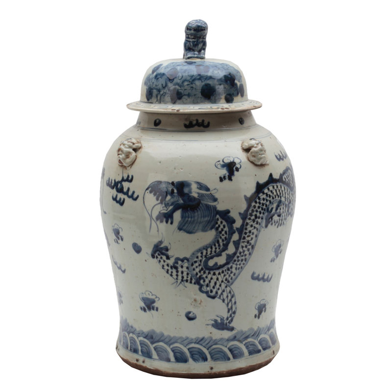 Handcrafted Porcelain China Ginger Jar, 18.5" H x 11" W x 11" D