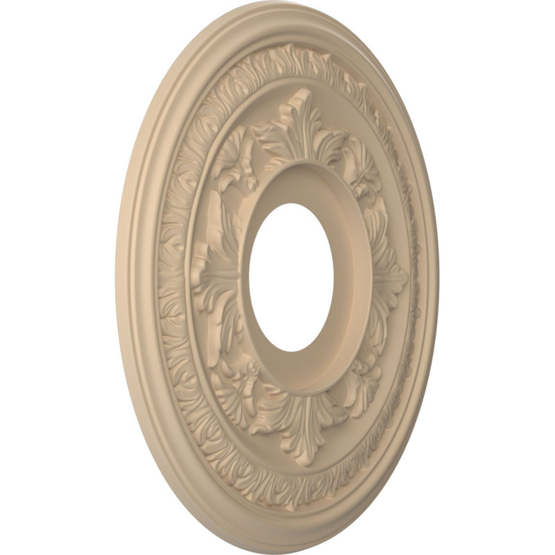 Médaillon de plafond en PVC thermoformé Baltimore, H 13 po x l 13 po x P 0,75 po, Beige fumé satiné UltraCover