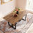 67" Modern Industrial Wood Dining Table with Metal&Wood Base